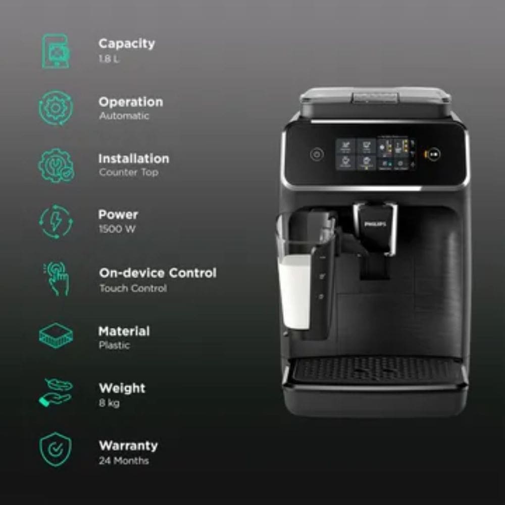 Philips 1.8 Litres Fully Automatic Bean to Cup Espresso Cappuccino Coffee Machine (EP2230/10, Black)