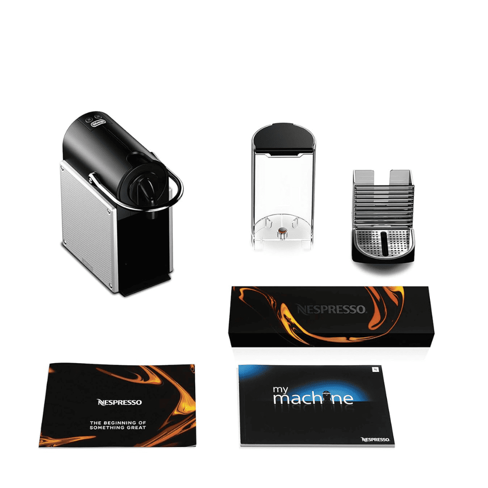 Delonghi EN124S, Nespresso Pixie Aluminium Espresso Capsules Coffee Machine, Sliver Black