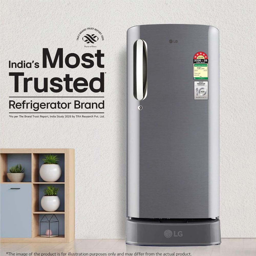 LG 185 Ltrs, 5 Star Smart Inverter Direct Cool Single Door Refrigerator (GLD1956ZAPZ, Shiny Steel)