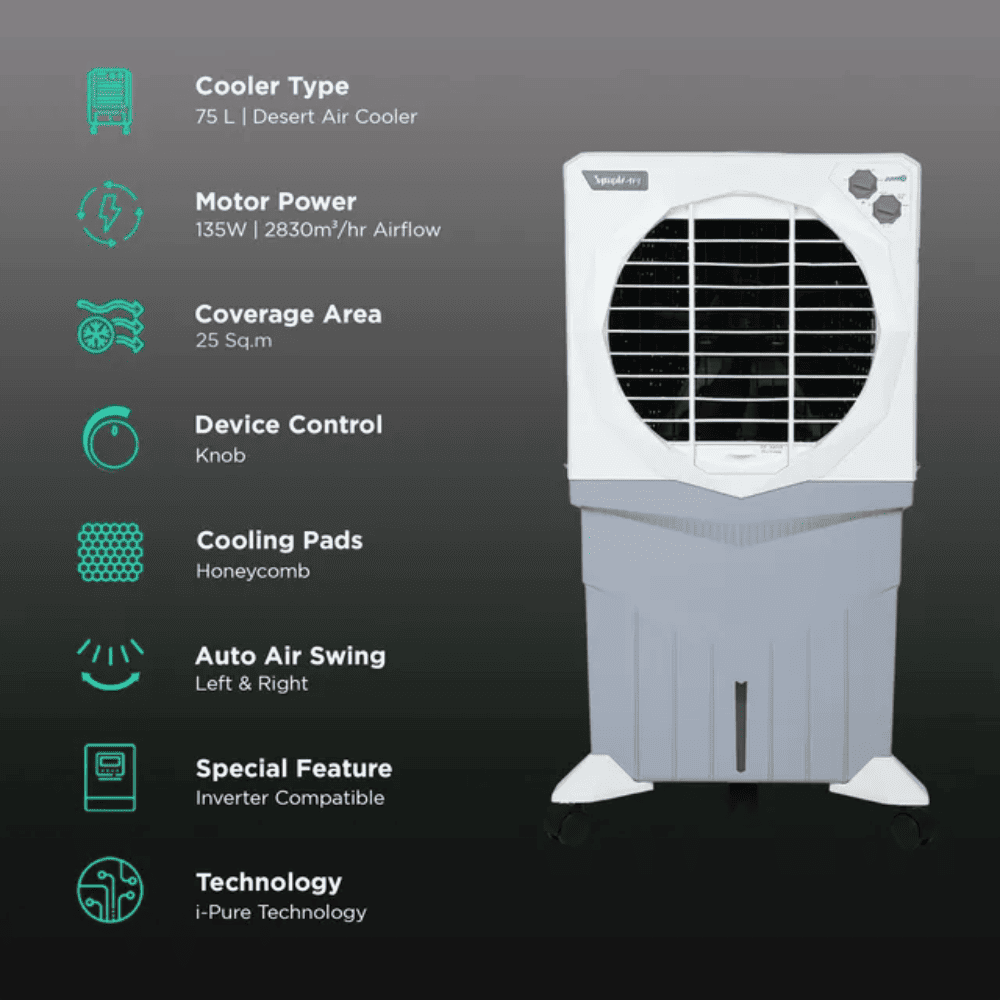Symphony 75 Ltrs Jumbo plus Desert Air Cooler (JUMBO75XL+)