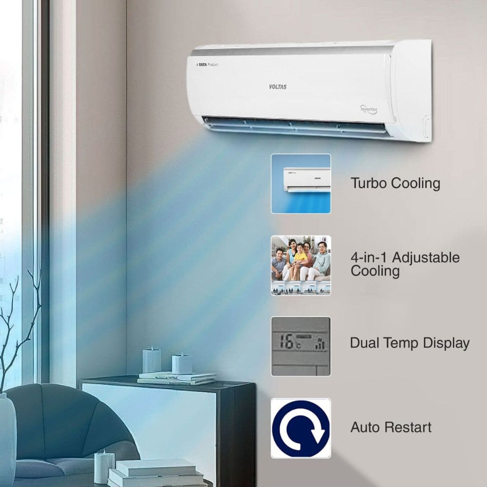 Voltas 1.0 Ton 5 star Inverter Split Air Conditioner (SAC 125V Vertis AI)