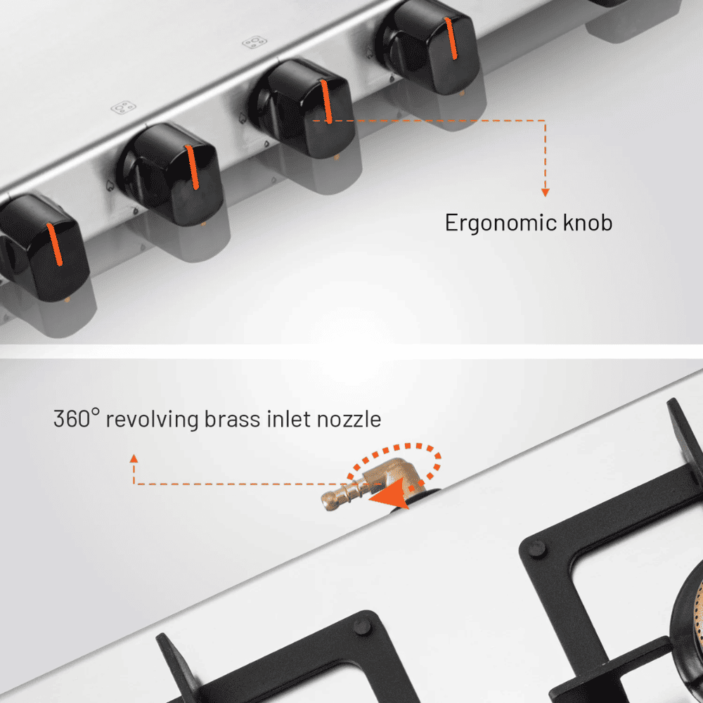 Glen Cooktop,1054 UT SS, 4 Burner cm Auto Ignition Glass Top Brass Burner 1 Big + 1 Medium + 2 small Gas Stove (Black)