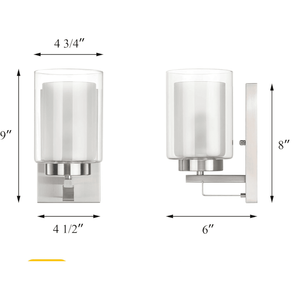 Wall Lamp, Brushed Silver Single Glass Shade for Bathroom and Living Room Bathroom (XB-W1195-1-BN1)
