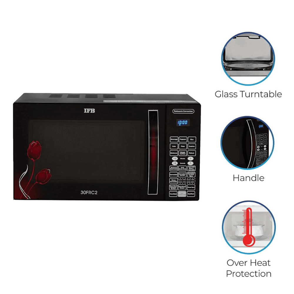 IFB 30 Ltrs Convection Microwave Oven Standard Floral Pattern (30FRC2,Black)