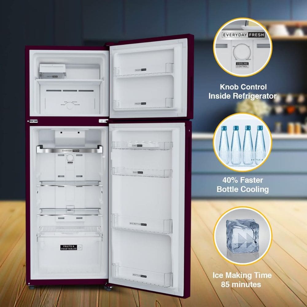 Whirlpool 235 Ltrs, 2 Star Frost Free Double Door Inverter Refrigerator (Neo SP278 PRM Wine Silk 2s)