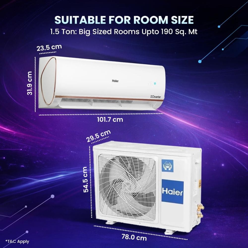 Haier Heavy Duty, 1.6 Ton 4 Star Inverter Split Air Conditioner (HSA18KU-RAI4NB-I, Wi-Fi HEXA)