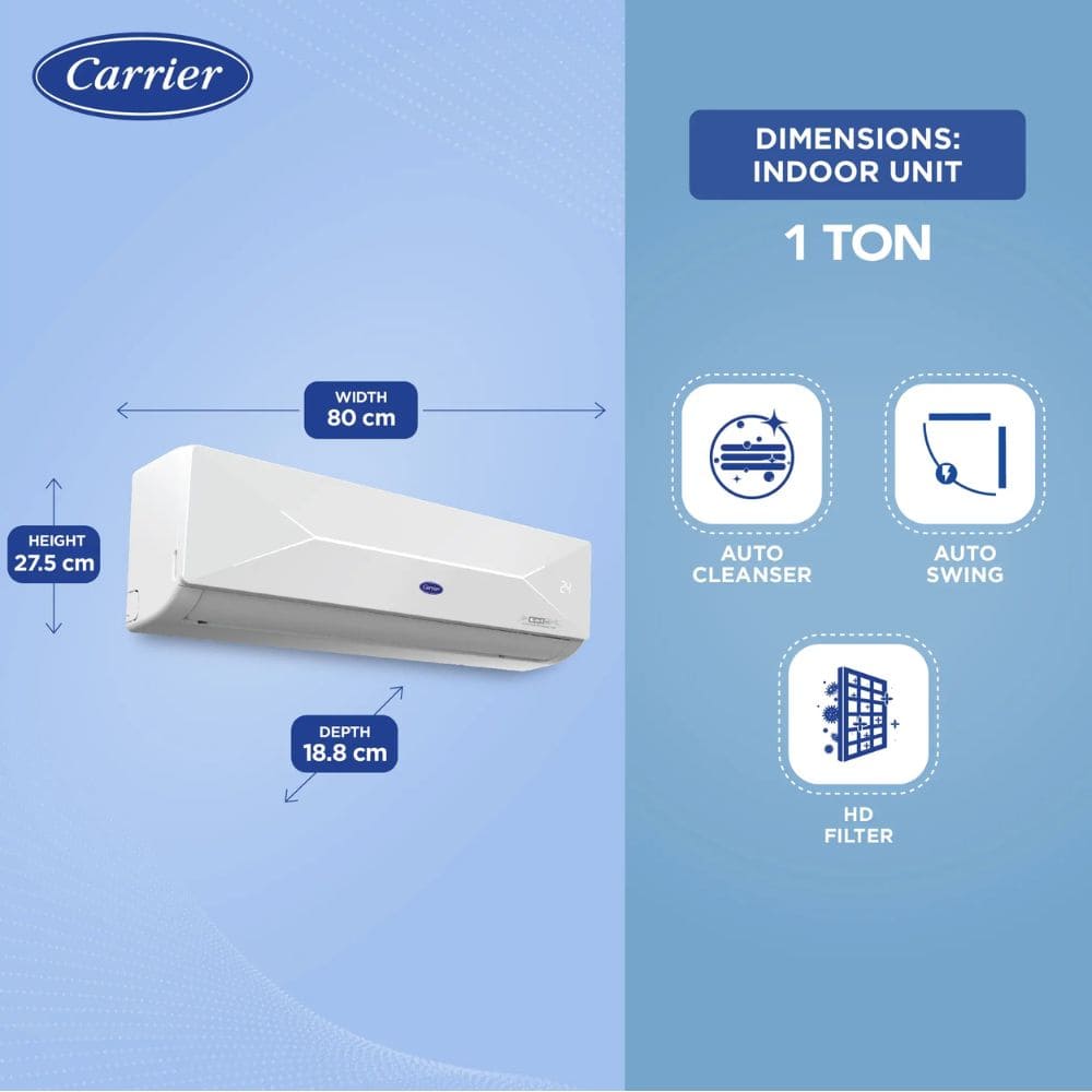 Carrier 1.5 ton 3 star Inverter Split Air Conditioner (18K 3S XCEL LUMO FXI)