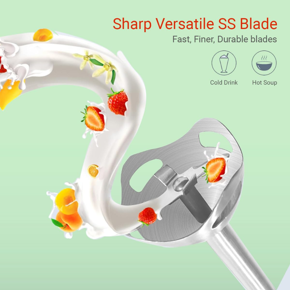 Inalsa Robot Inox, 1000 Watts Stainless Steel Stem Hand Blender (Black and white)