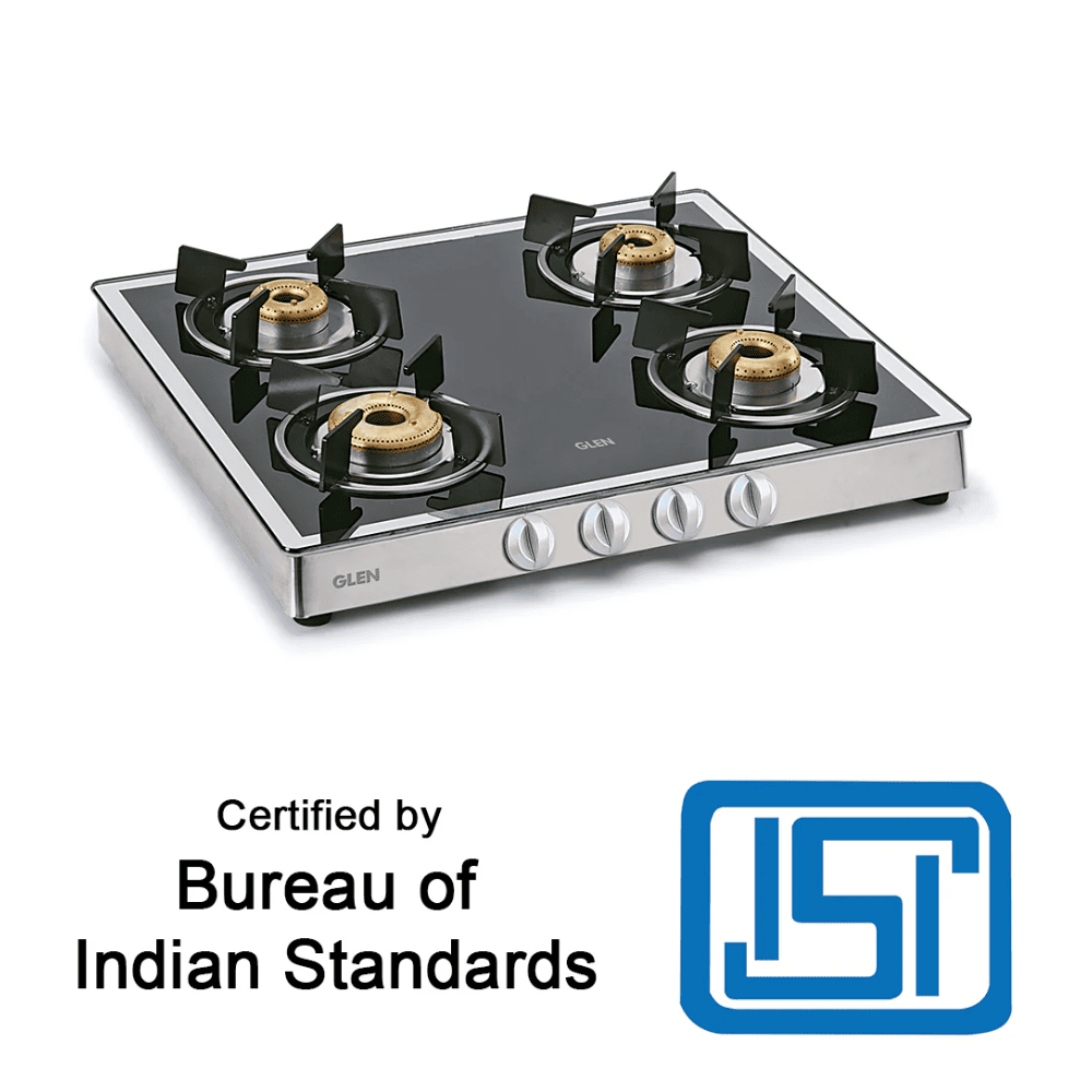 Glen Cooktop,1042 GT FORGED BB MIRROR, 3 Burner 60 cm Auto Manual Glass Top Brass Burner 1 Big + 1 Medium + 1 small Gas Stove (Black)
