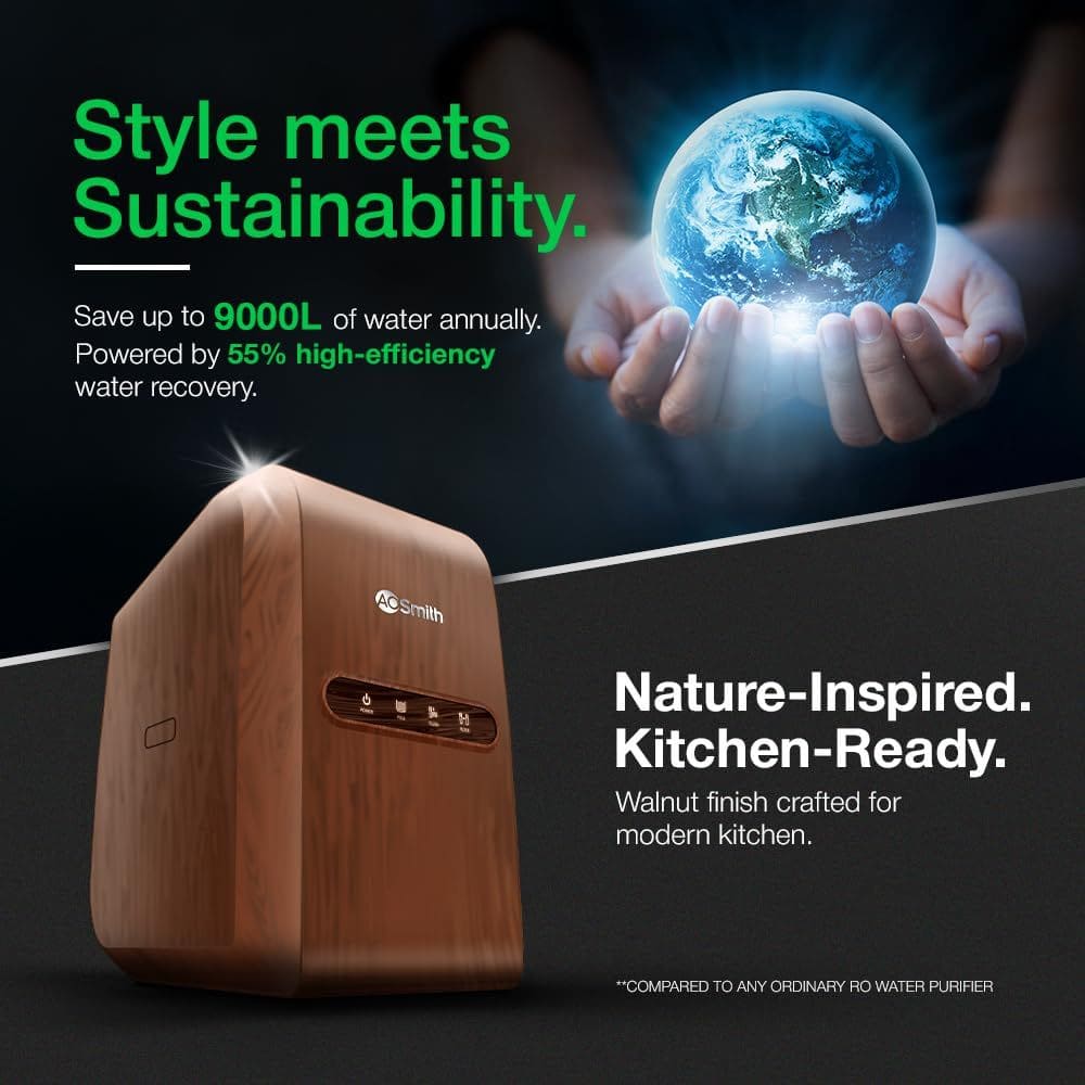 AO Smith 9 Ltrs Storage, RO+Copper Fortified Mineralizer Water Purifier, 7-Stage Purification (Z2 PRO Luxe RO Under sink, Brown)