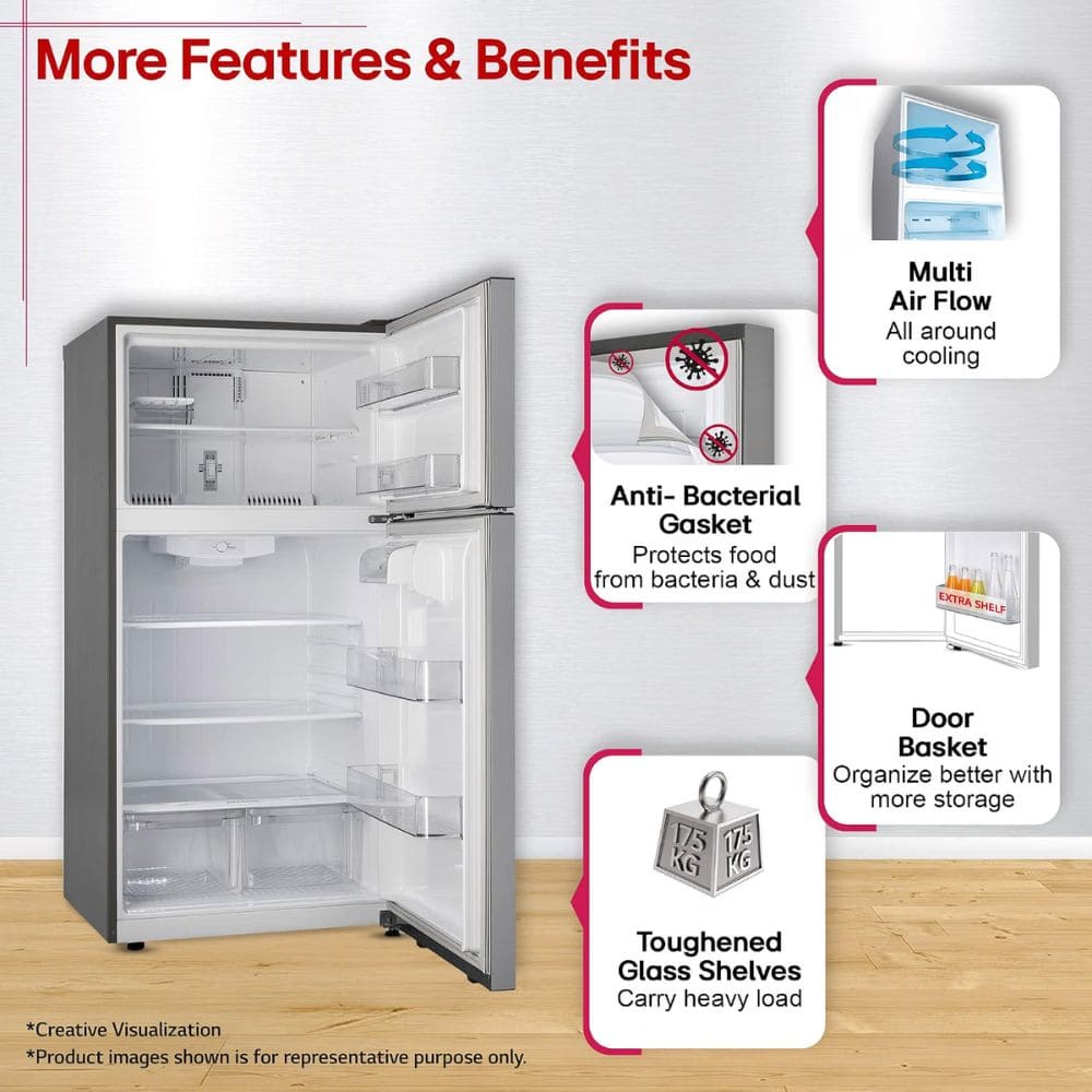 LG 674 Ltrs, 1 Star Smart Inverter Frost Free Double Door Refrigerator (GLT6816ODPZ, Shiny Steel)