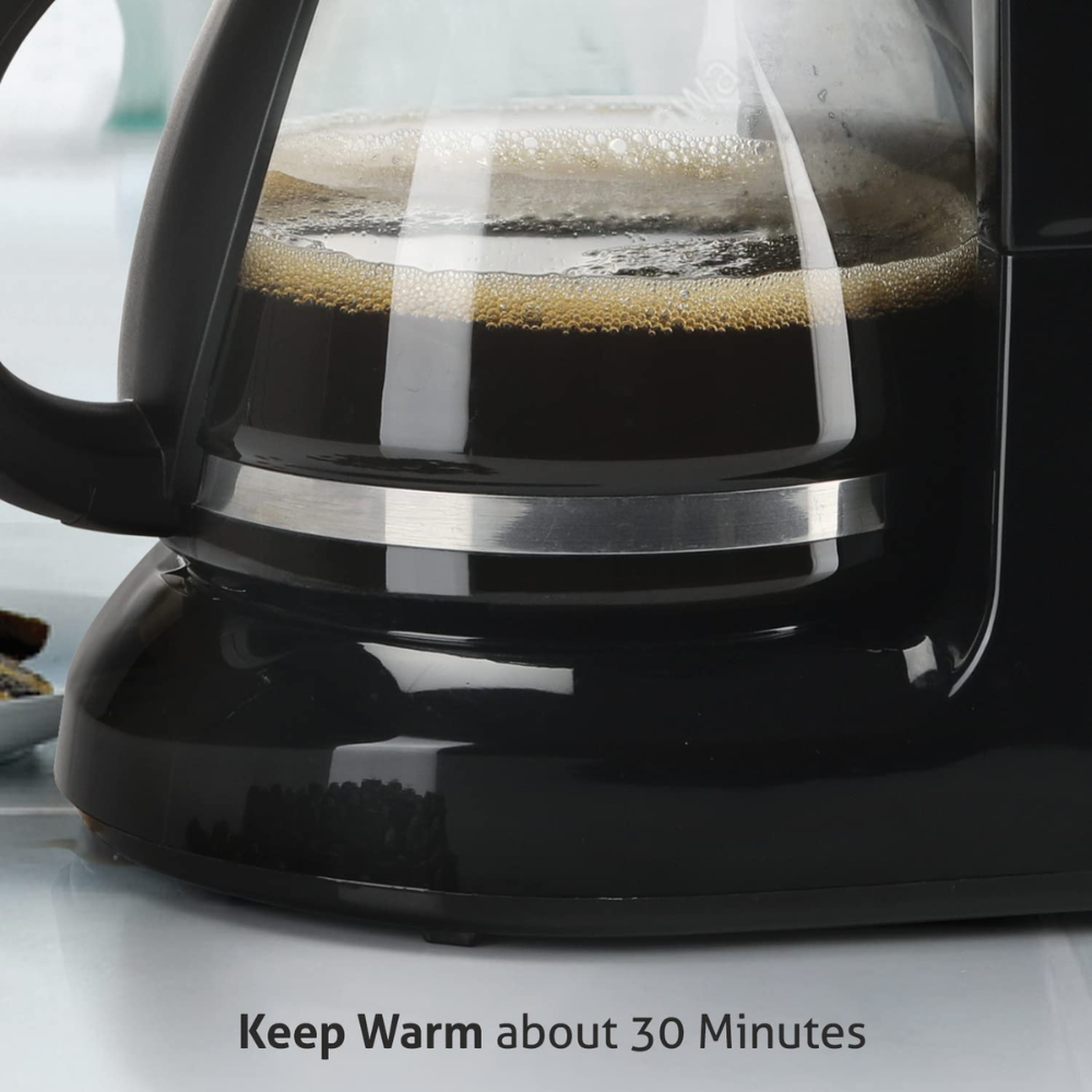 Glen 9052CM, 600 Watts Drip Brewer Coffee Maker Machine, for Home & Office Anti-drip system 750 ML (Black)