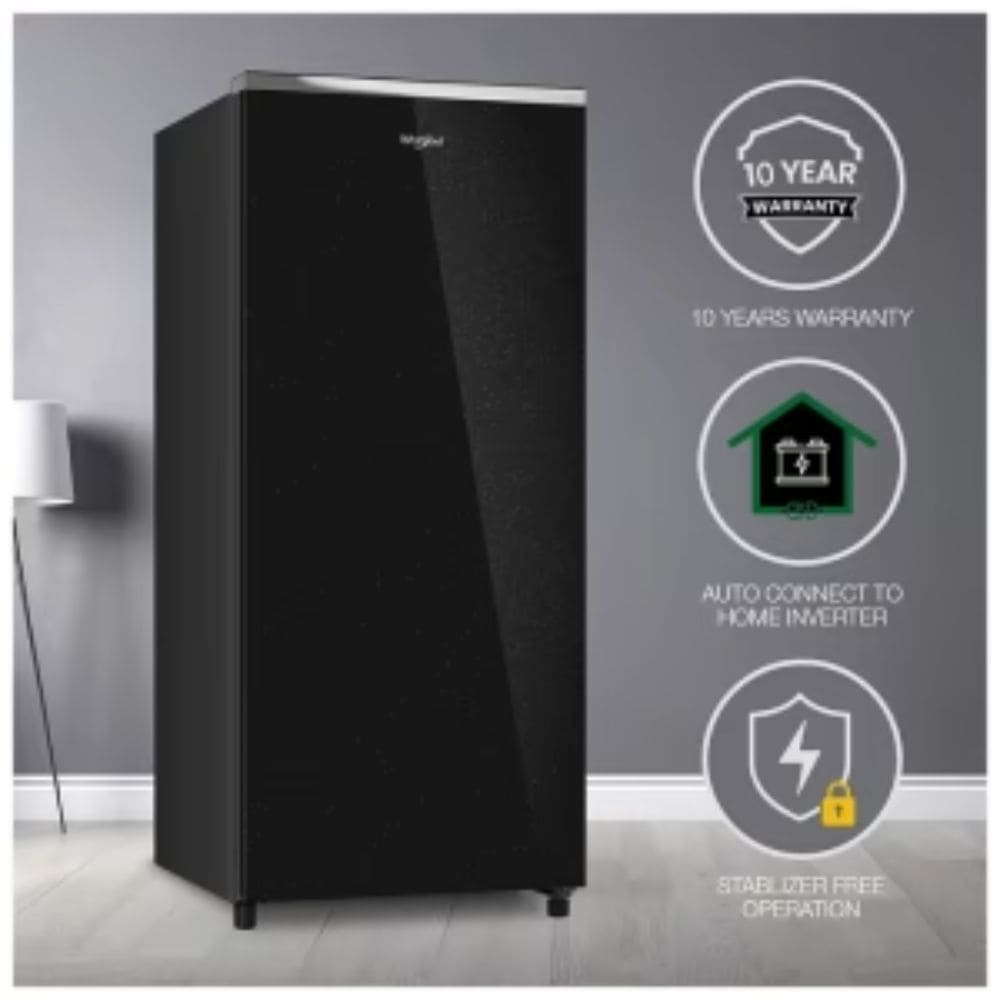Whirlpool 192 Ltrs 3 Star, Inverter Direct Cool, Single Door Refrigerator (215 IMPRO GD PRM 3S CRYSTAL BLACK)