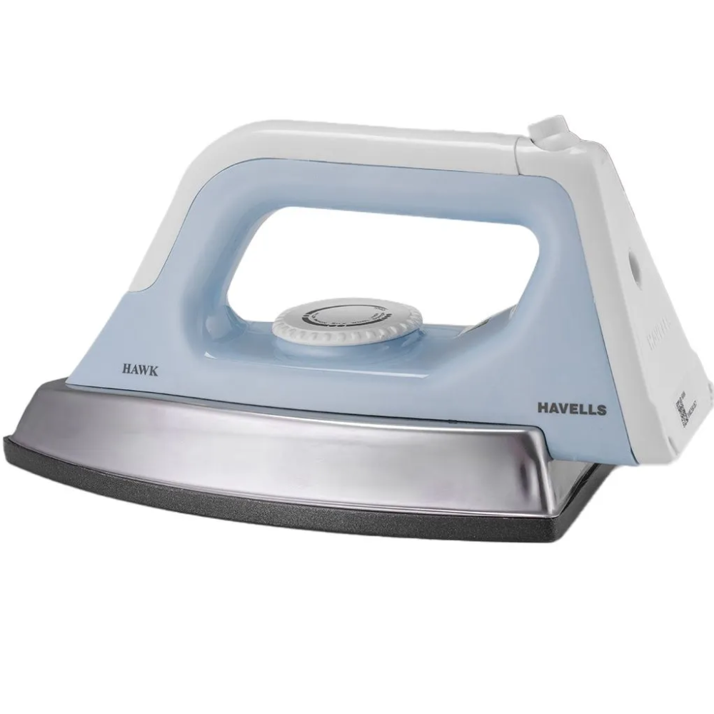 Havells Hawk, 1100 Watts Heavy Weight Non Stick Coated Dry Iron with Plastic body (Blue & White)