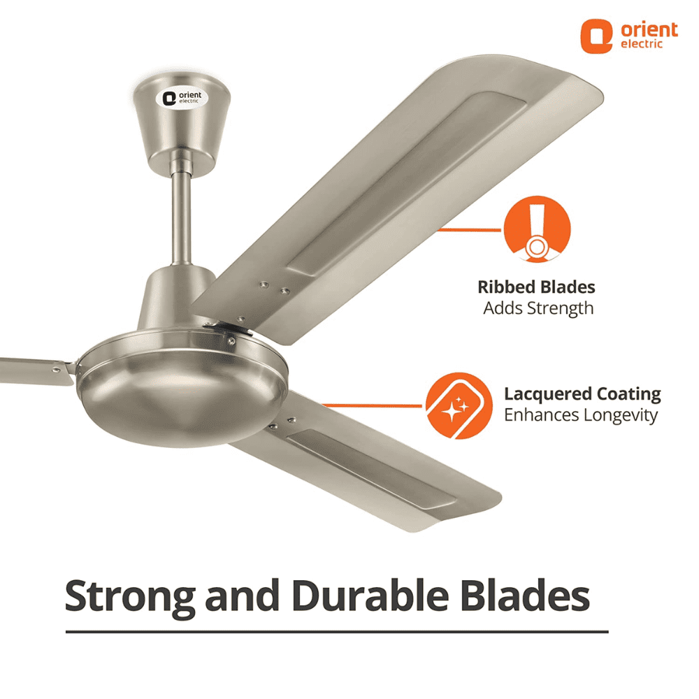 Orient Electric Quasar, 900 mm 3 Blade Electroplated Decorative Ceiling Fan