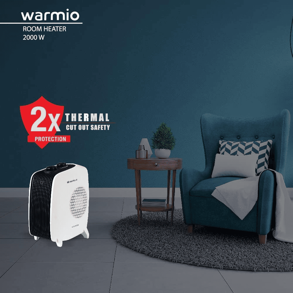 Havells 2000 Watts Warmio Portable Room Heater, White