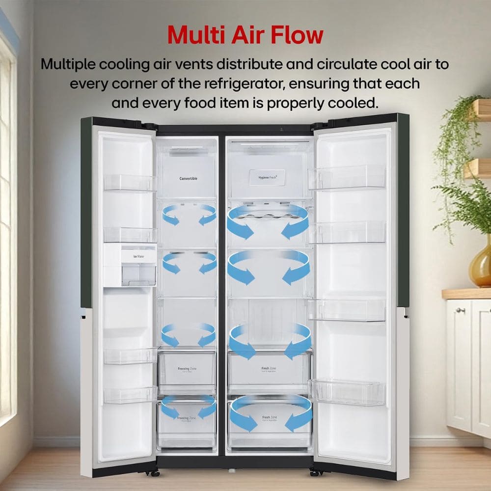 LG 650 Ltrs, 3 Star Frost Free Side by Side Refrigerator (GL-B257EET3, Emerald Tango)