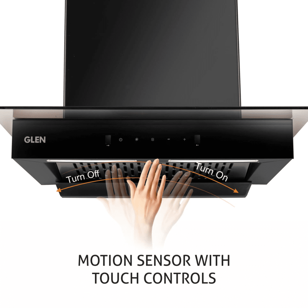 Glen 6062 SLIM BL, 60 cm 1200 m3/hr Auto Clean Wall Mounted Chimney, FilterLess Technology (Black)
