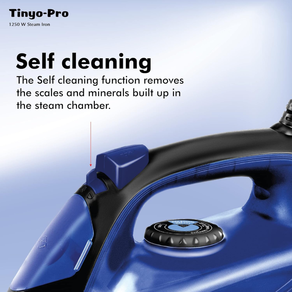 Havells Tinyo Pro, 1250 Watts Self Clean Steam Iron Press with Power full Steam Spray (Blue)