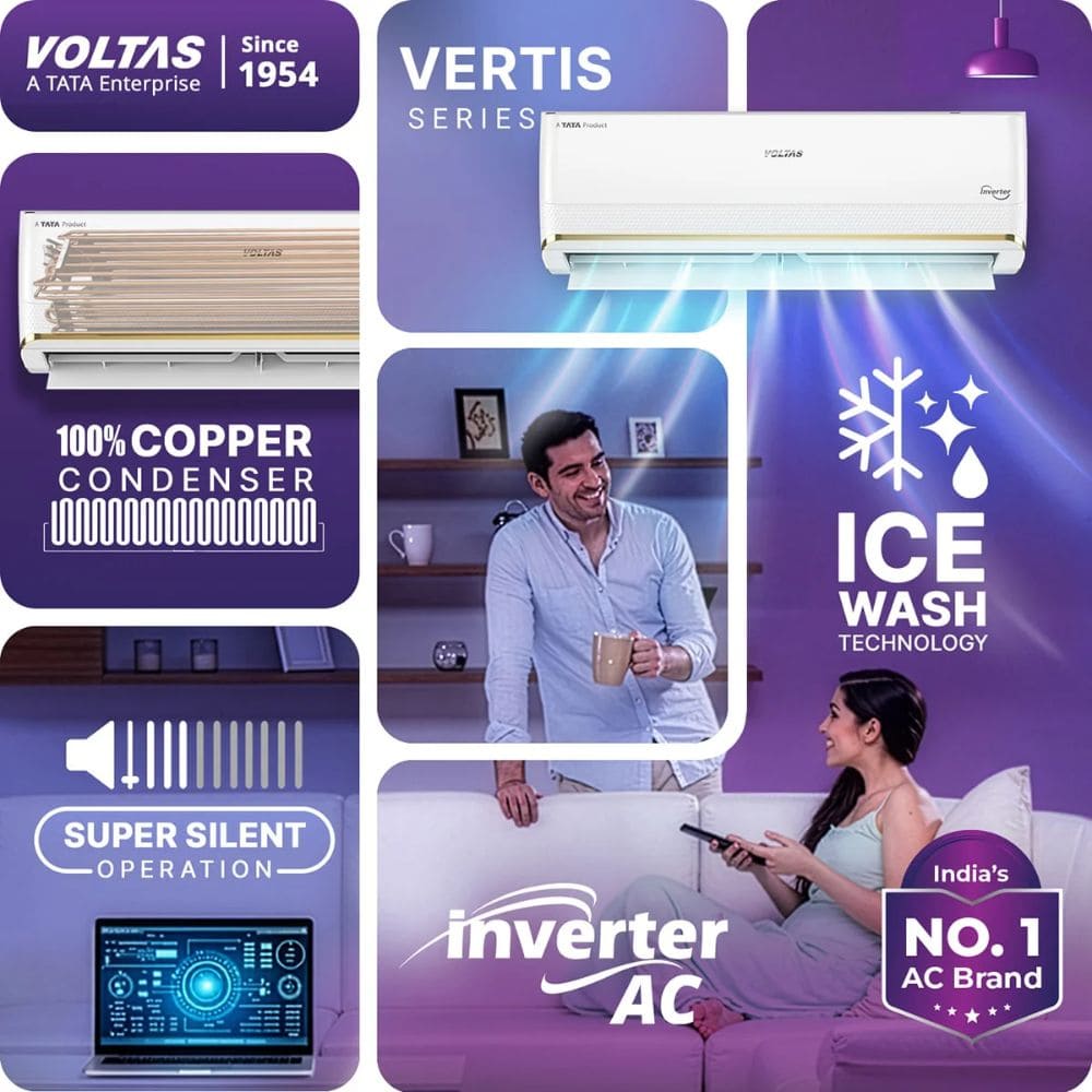 Voltas 1.5 Ton 3 Star Inverter Split Air Conditioner (SAC 183V VERTIS ZEPHYR GOLD)