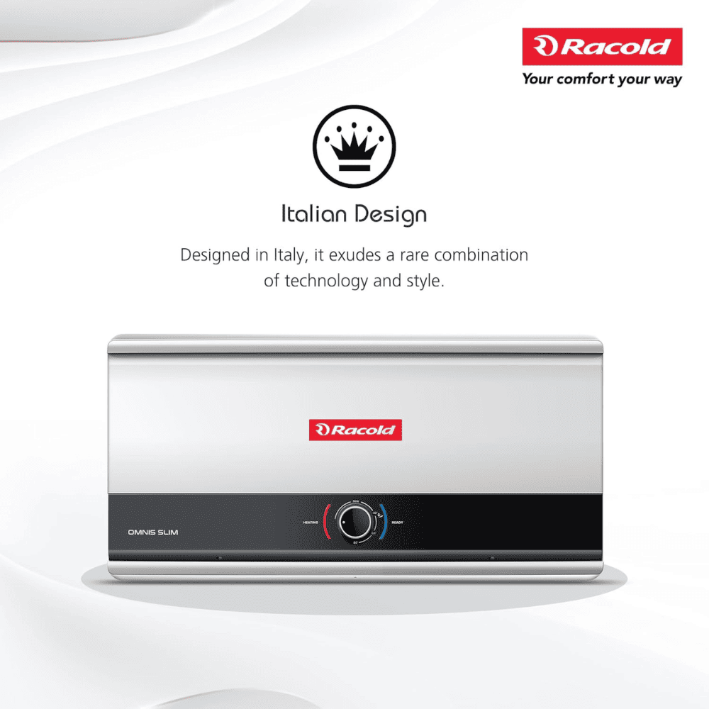 Racold 25 Ltrs Wall Mounting Water Heater Geyser (Omnis 25L Slim, White)