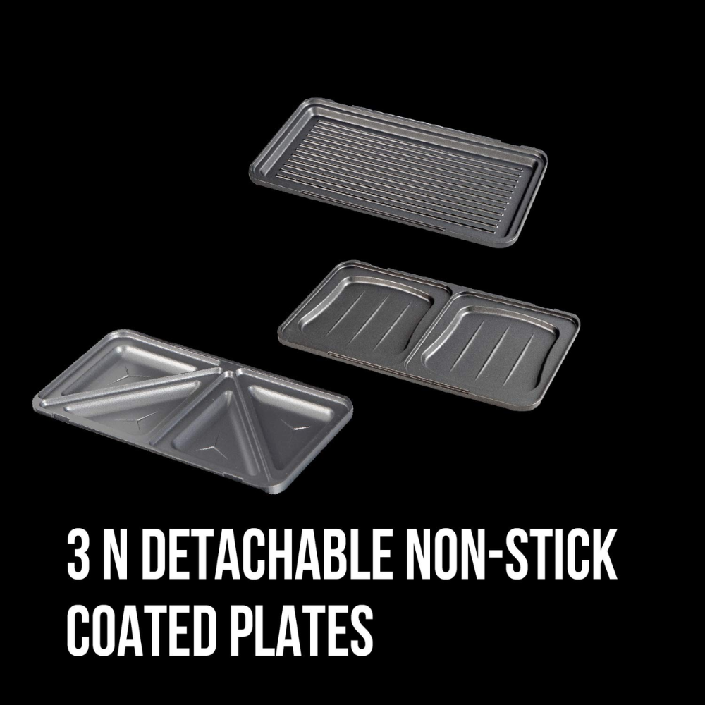 Havells Big Fill-GHCSTDKK090, 900 Watts Multi Grill Sandwich Maker (Black)