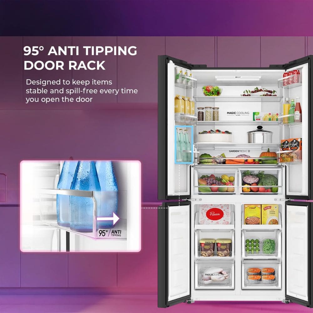 Haier 520 Ltrs, 3 Star Lumiere Frost Free Triple Inverter French Door Side by Side Refrigerator (HRB 600PW, Pearl White)