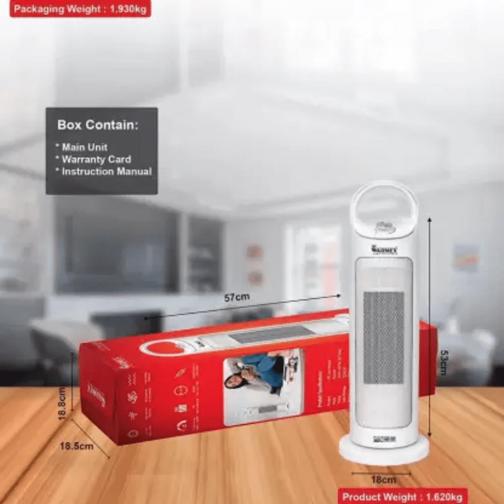 Warmex 2000 Watts Electric Table Top Fan Room Heater, FERVOUR White