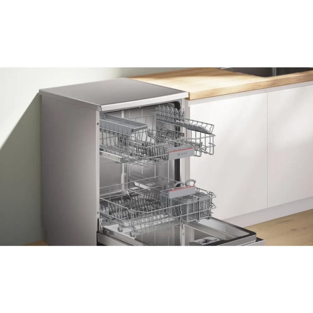 Bosch 14 Place Settings, Free Standing Dishwasher with TrueSteam And Wifi (SMS6IKI01I 14 PS, Silver Grey)