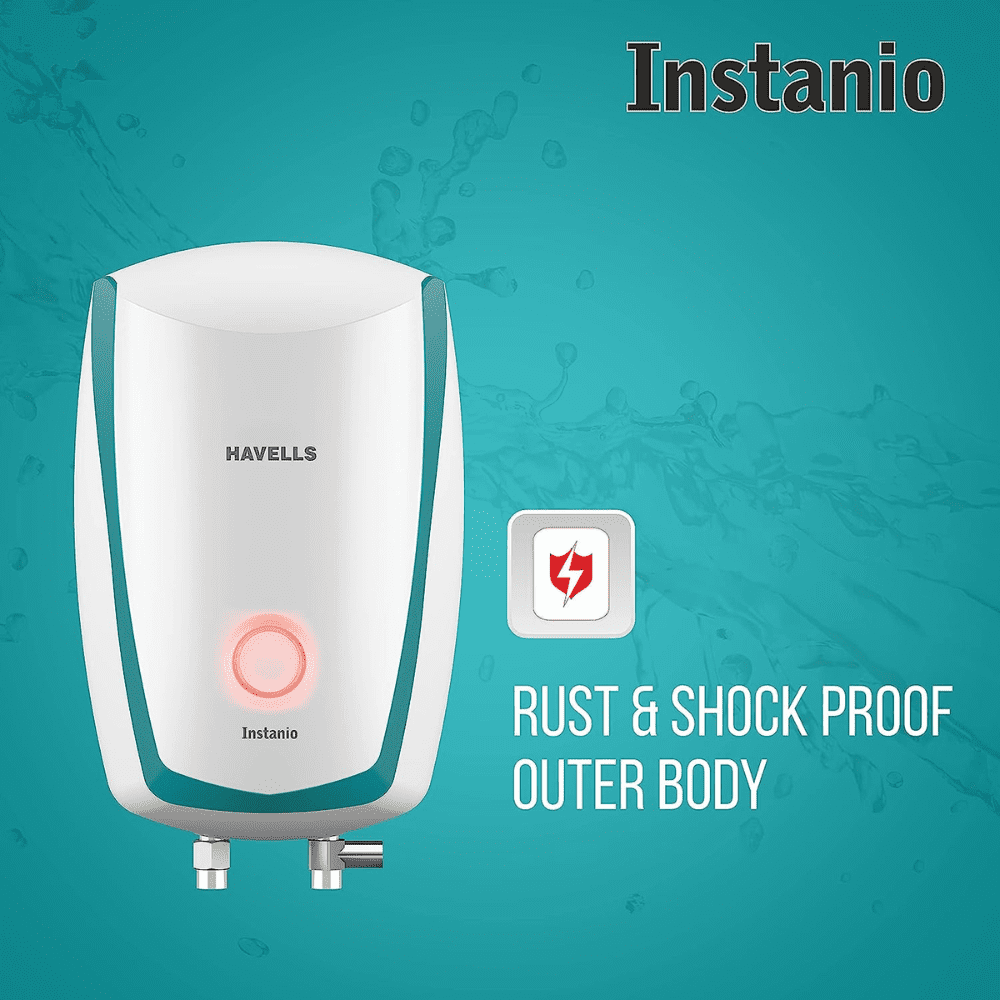 Havells 3 Ltrs Instant Water Heater Geyser (Instanio 3KW FP WHT/BLUE)