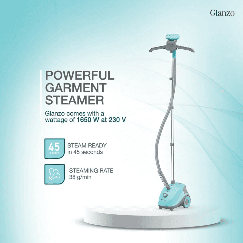 Havells Glanzo, 1650 Watts Garment Steamer (Blue And Grey)