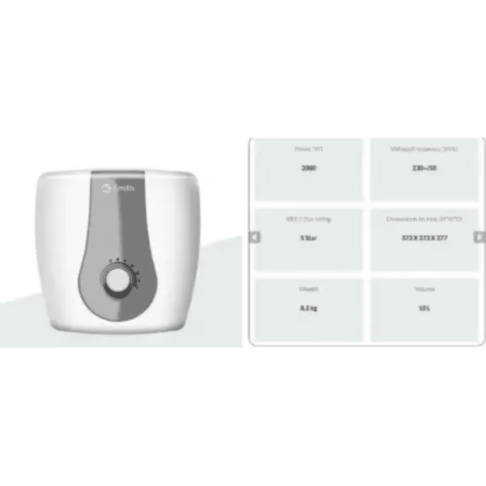 AO Smith 15 Ltrs Vertical Storage Wall Mounting Water Heater Geyser (finesse15,White)