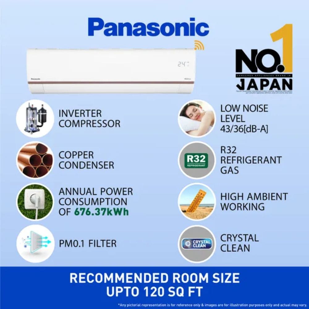 Panasonic 1.0 ton 3  star Inverter Split Air Conditioner (CU-AU12BKYF)