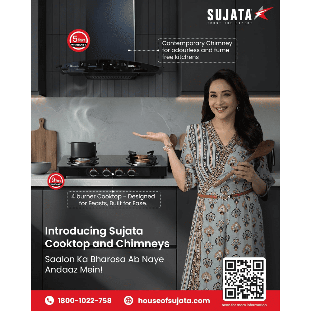 Sujata Cooktop Standard AI, 4 Burner Glass Top Auto Ignition Brass Gas Stove (Black)