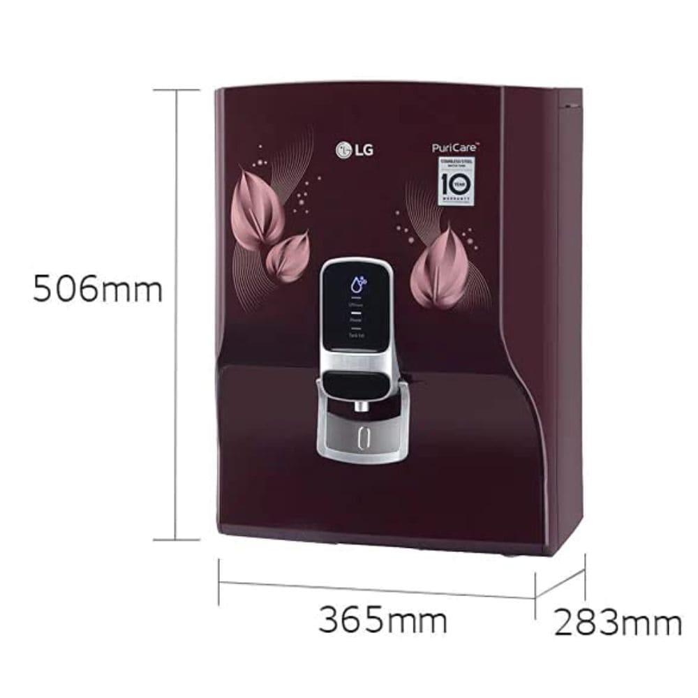 LG WW174NPC, 8 Litres RO+UV Multi Stage RO Filtration Water Purifier, Burgundy