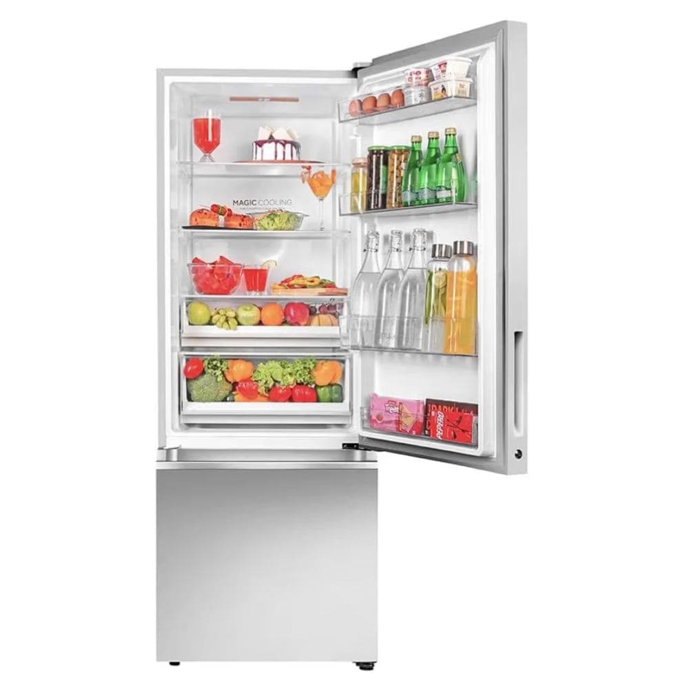 Haier 355 Ltrs, 2 Star Triple Inverter Frost Free Double Door Bottom Mount Refrigerator (HRB 4052PKGA P, Black Glass)