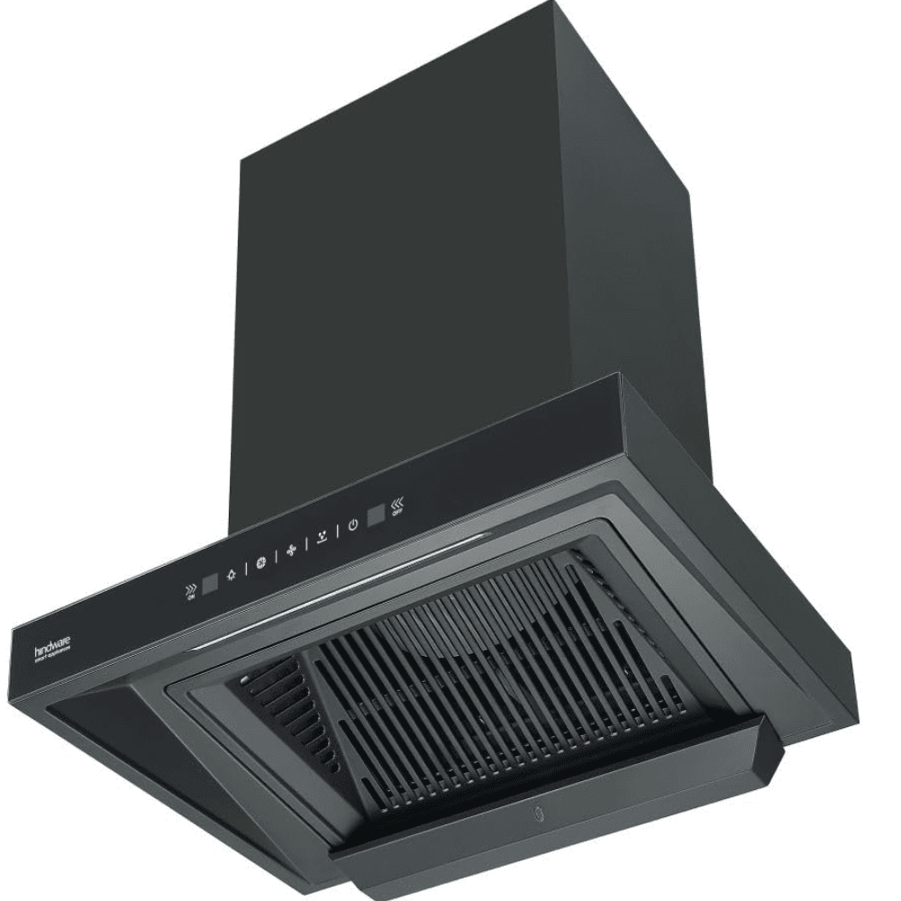 Hindware ALICIA NEO, 60 cm 1350 m3/hr Heat Auto Clean Wall Mounted Chimney, Motion Sensor with Filterless Technology (Black)