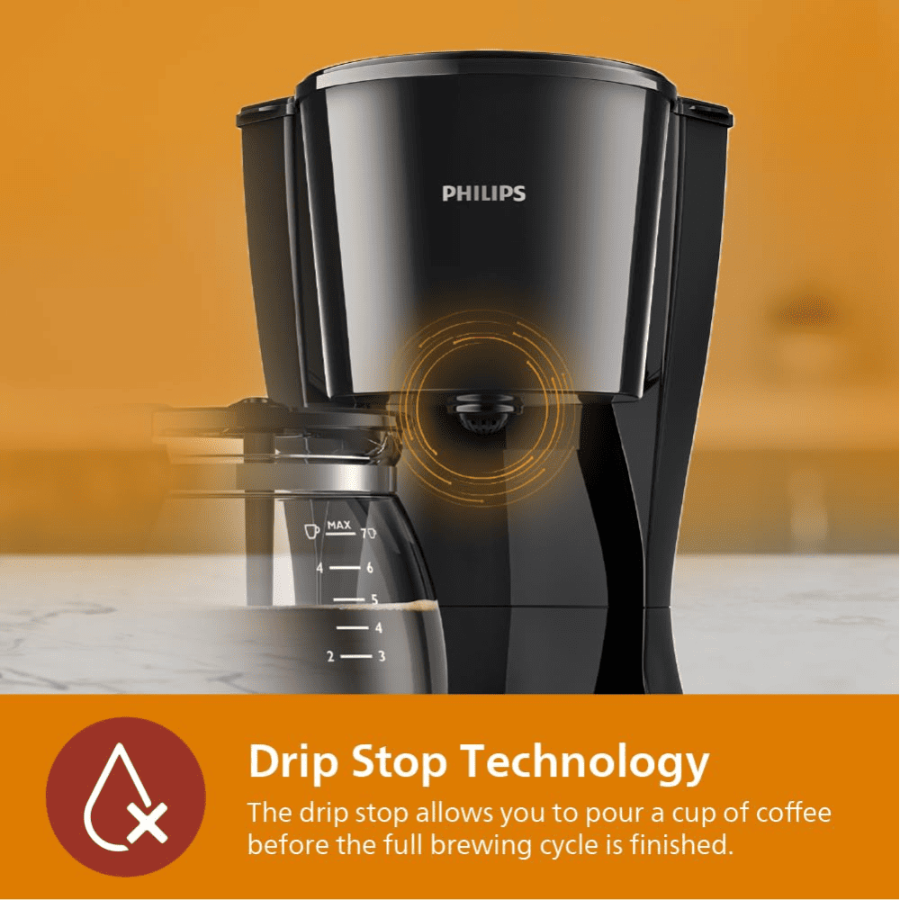 Philips HD7432, 0.6 Ltrs 750 Watts  Drip Medium Coffee Maker Machine, Black