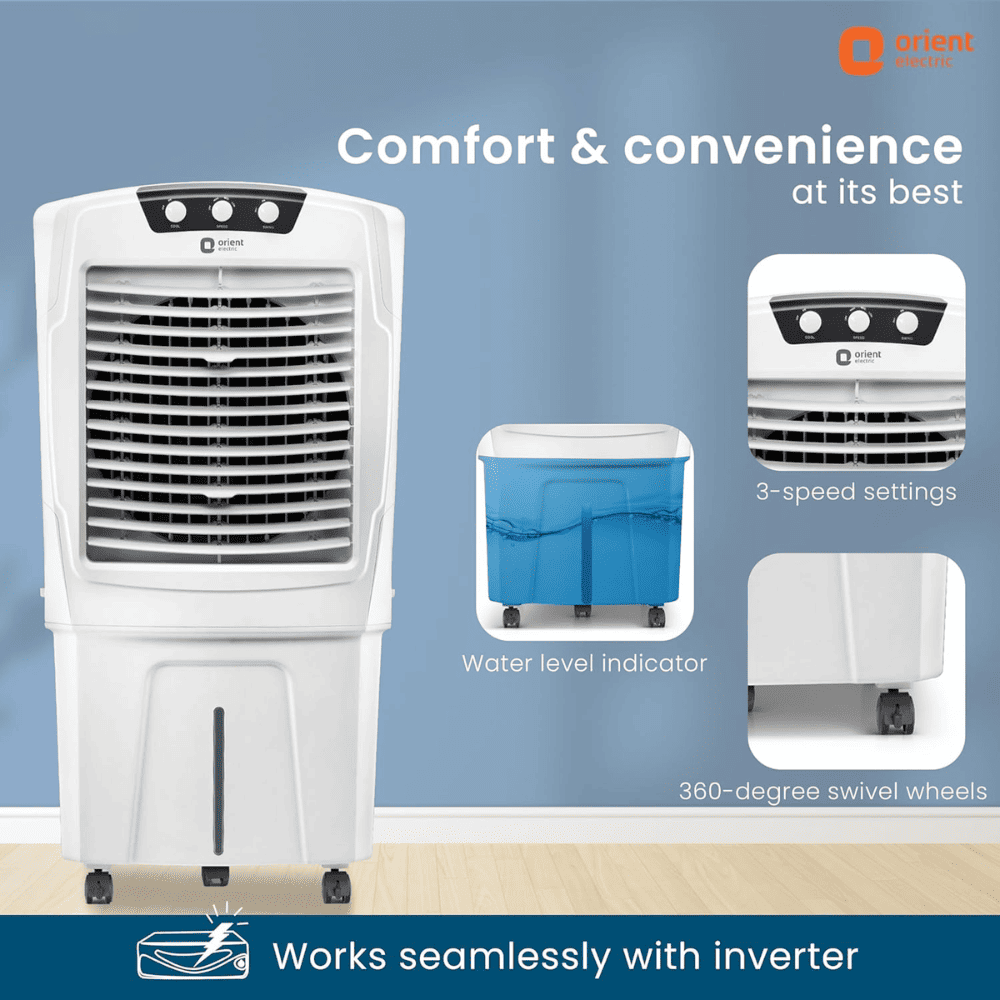 Orient 71 Ltrs Tornado Desert Air Cooler (CD7101H, Black & Gold)