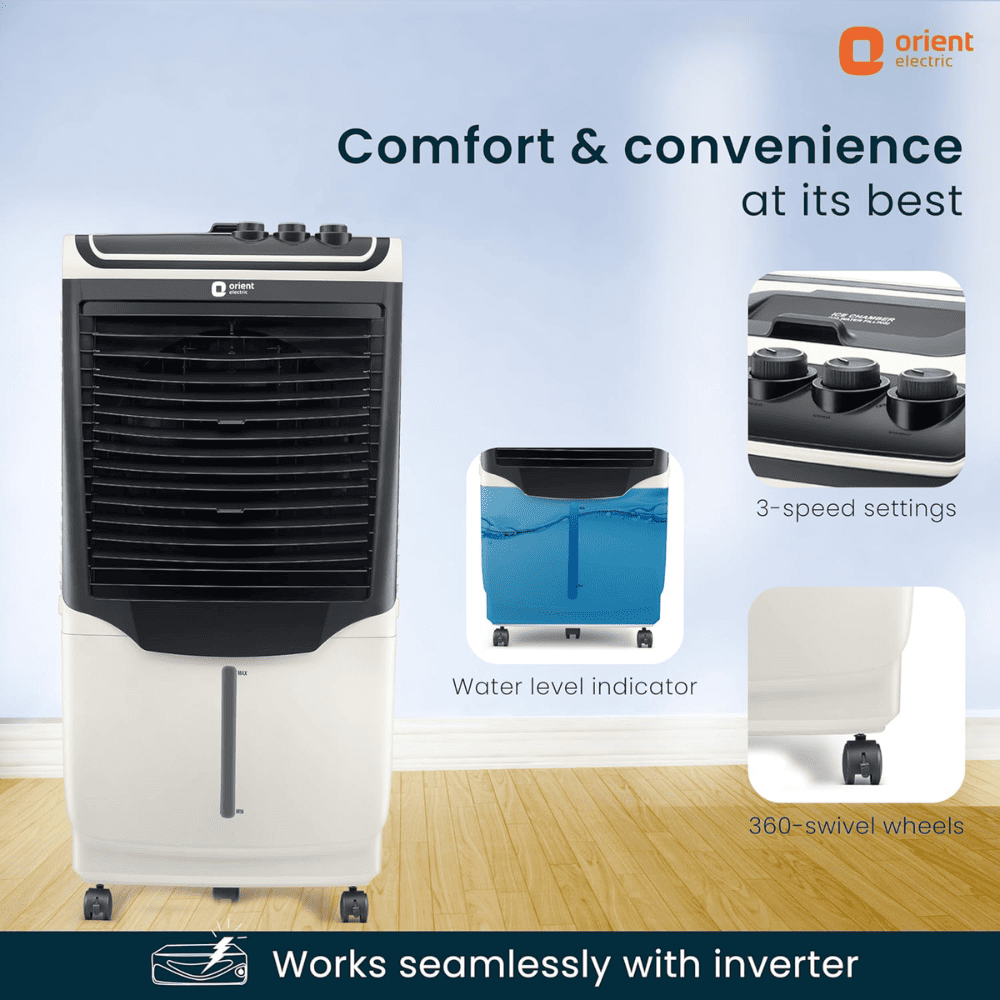 Orient 105 Ltrs Tornado Desert Air Cooler (CD1051H, White)