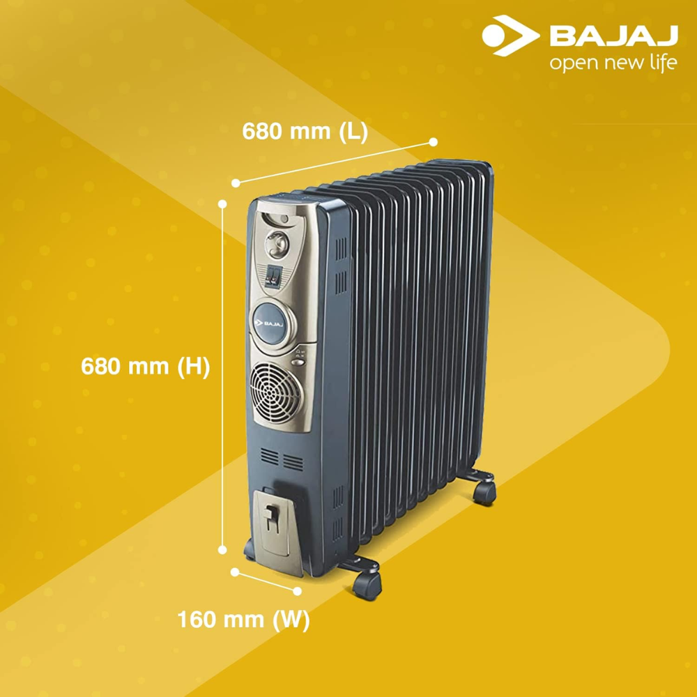 Bajaj 11 Straight Fins, 2900 Watts Oil Filled Rediator Room Heater (Majesty RH 11F Plus, Black)