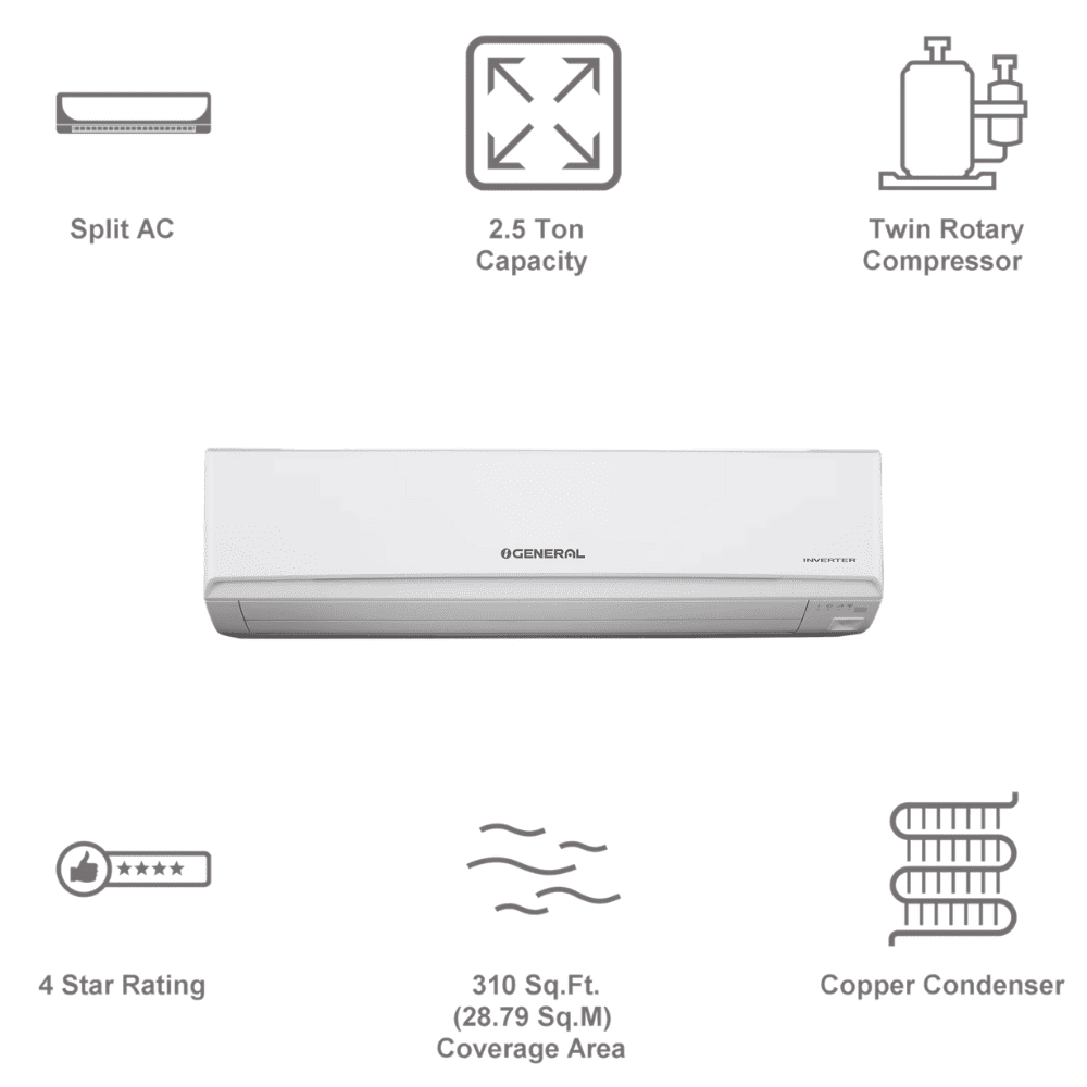 O-General 2.5 ton 3 Star Inverter Split Air Conditioner (ASGG30KJTA, H&C)