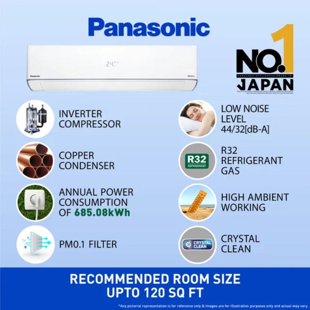 Panasonic 1.0 ton 3 Star Inverter Split Air Conditioner (CU-EU12BKY3F)