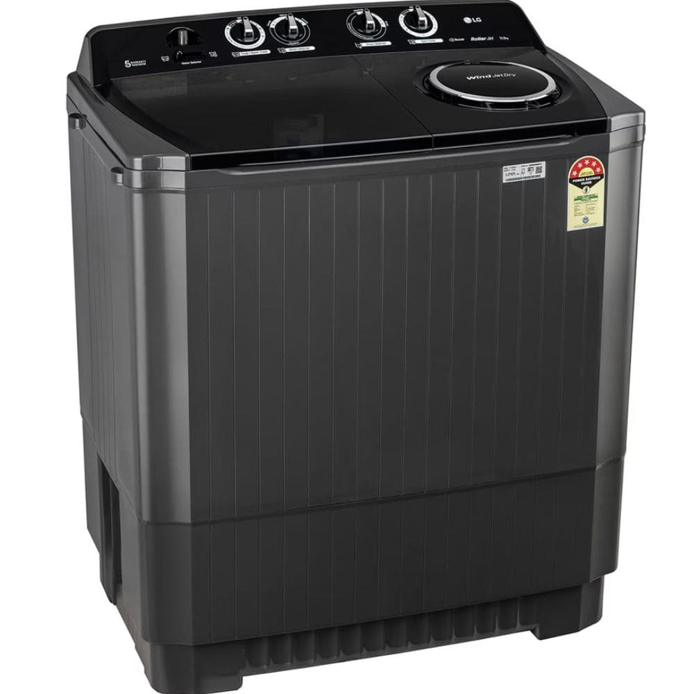 LG 11.5 Kg 5 Star Semi-Automatic Top Load Washing machine (P115ASLAZ, Black)