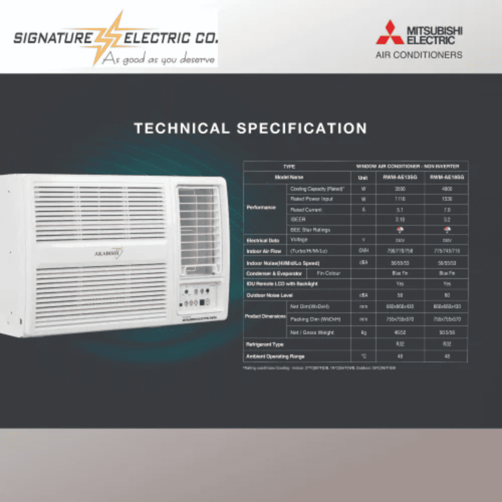 Mitsubishi 1.5 ton 3 Star Non-Inverter Window Air Conditioner (RWM-AE18SG-Y1)