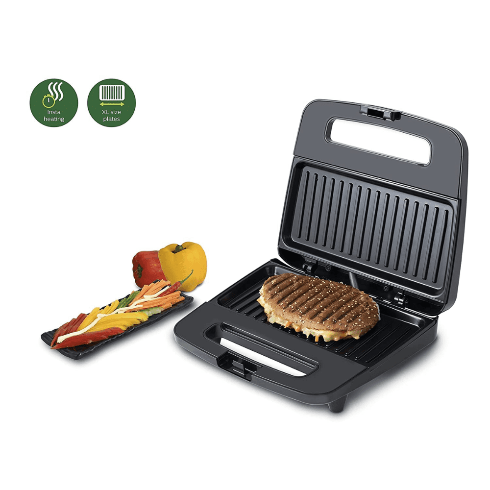 Philips HD2289/00, 700 Watts Grilled Sandwich Maker, Non-stick plates  (Black Metallic Finish)