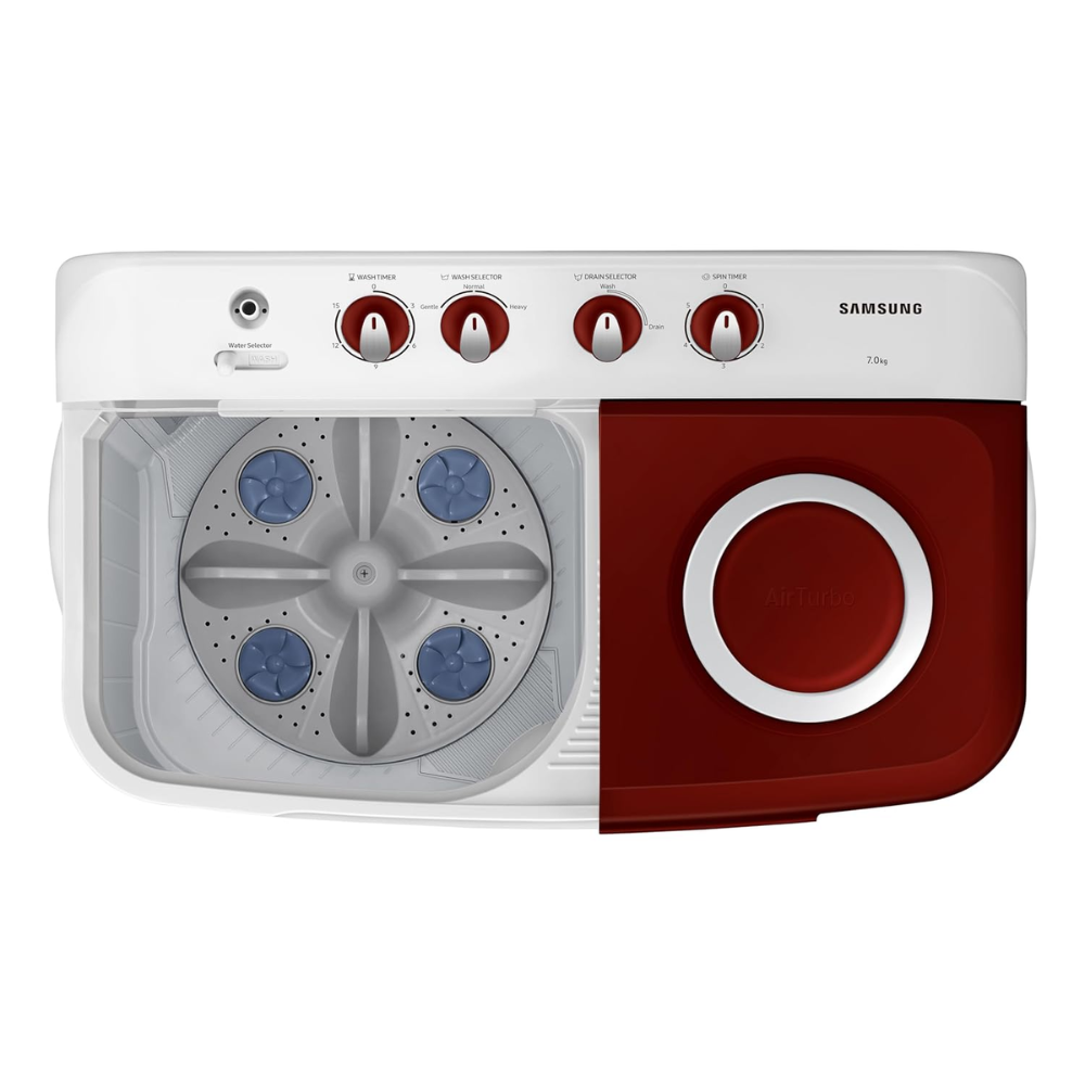 Samsung 7 Kg 5 Star Semi Automatic Top Load Washing Machine (WT70C3000RR, Red & White)