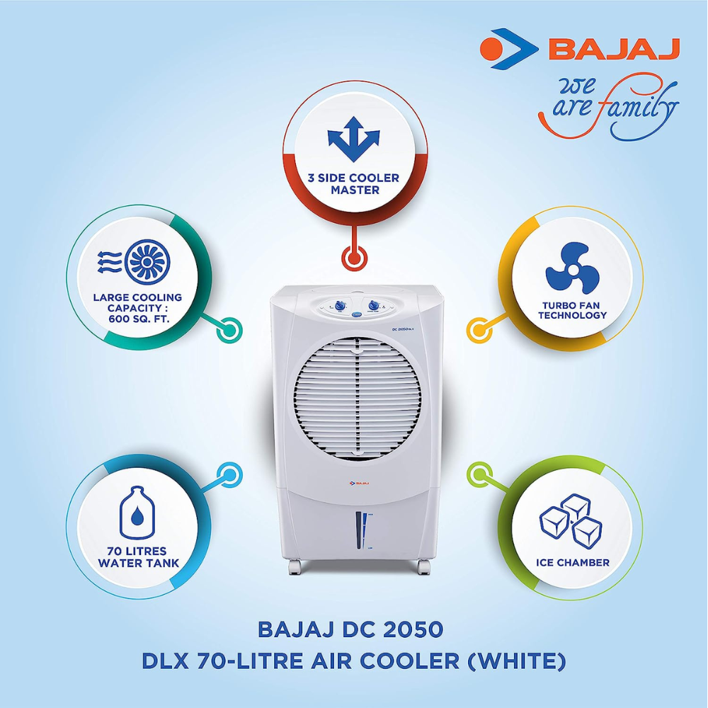 Bajaj 70 Ltrs Portable Desert Home Air Cooler (DC2050 DLX)