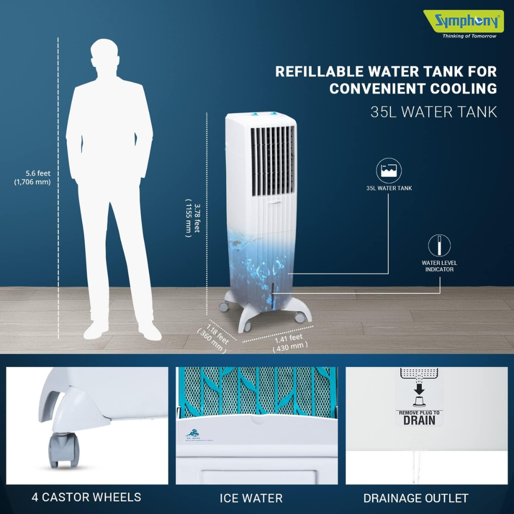 Symphony 35 Ltrs Diet Tower Air Cooler (DIET35T)