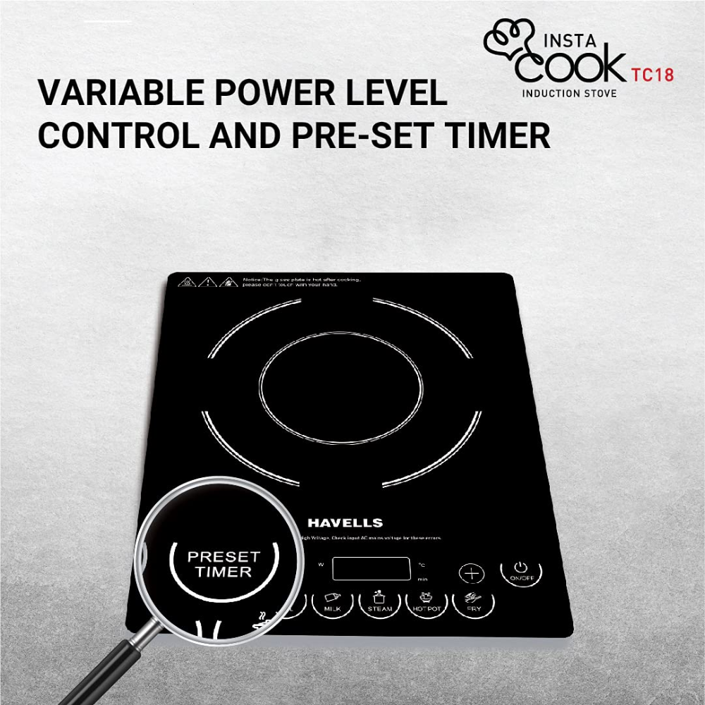 Havells Ghcicdqk180, 1800 Watts INSTA Induction Cooktop, Black